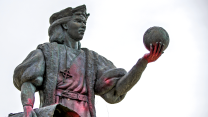 A statue of Christopher Columbus in Mishawaka, Indiana was defaced during the week of Columbus Day in October 2017.