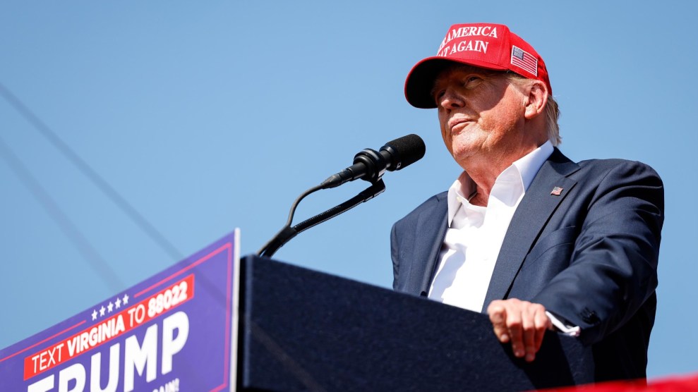 former President Donald Trump at a rally in Virginia.