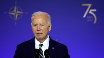 U.S. President Joe Biden delivers remarks during the NATO 75th anniversary celebratory event at the Andrew Mellon Auditorium on July 9, 2024 in Washington, DC.