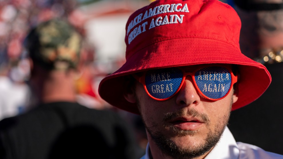 A supporter at Trump's campaign rally in Butler, PA, on Oct. 5