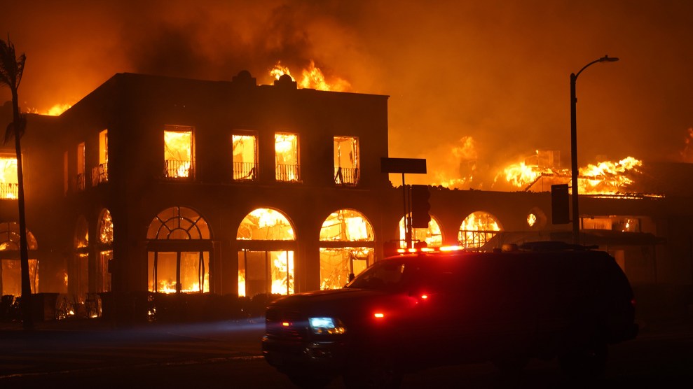 A building is engulfed in flames.