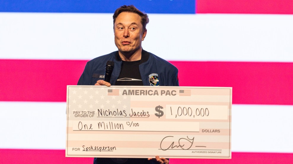 Musk gives out a giant check