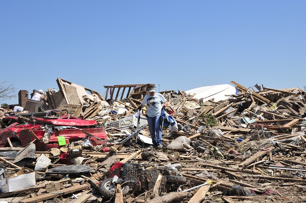 Scene in Moore, OK on May 23 after an EF-5 tornado destroyed everything in its path. 