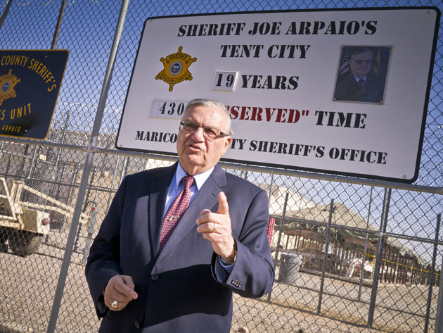 Sheriff Joe Arapaio in front of Tent City.