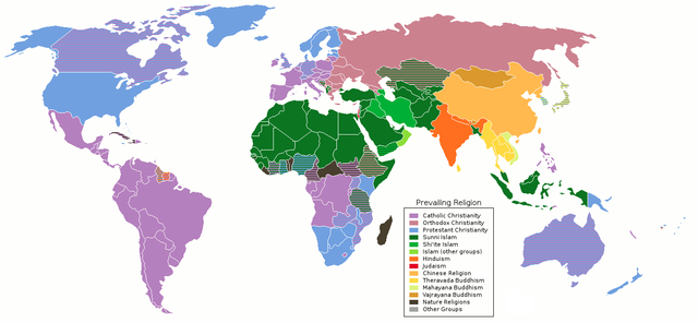 Prevailing world religions Wikimedia Commons