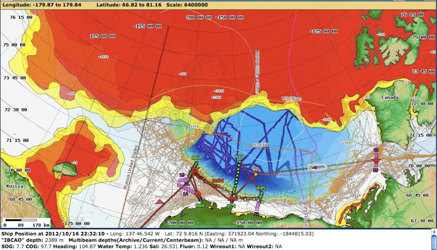 Healy's position in the Beaufort Sea en route to the Amundsen Gulf