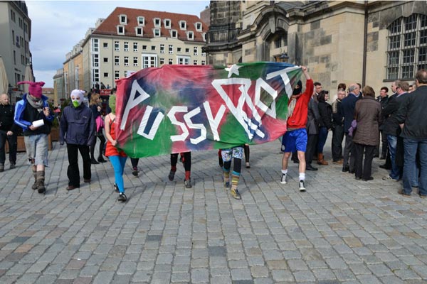 A demonstration in Dresden, Germany, April 2012. Solidarity Action in Dresden/Freepussyriot.org