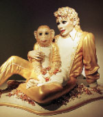 Photo of a statue of Michael Jackson and Bubbles