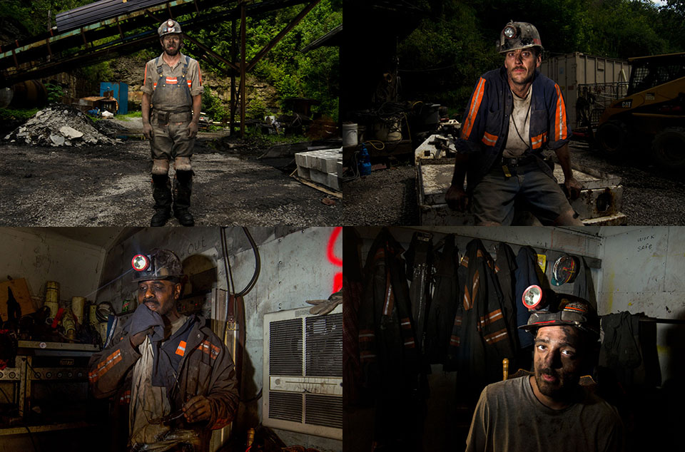 Portraits of four miners